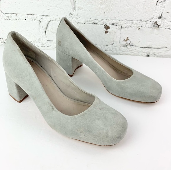 Bernardo The Jackie Suede Grey Square Toe Heel 9 - Picture 2 of 16